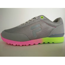 Grey Upper Colorful Rubber Outsole Running Shoes